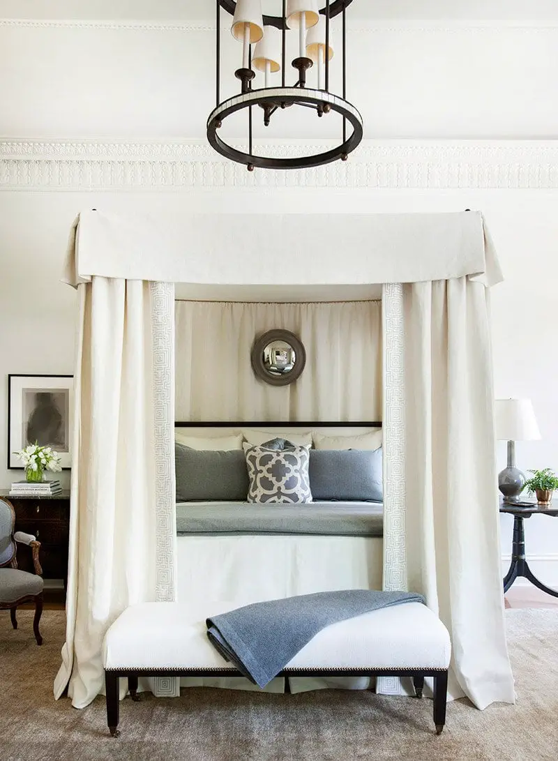 Elements Southern Style New Southern style, serene blue and white bedroom by Robert Brown via @thouswellblog